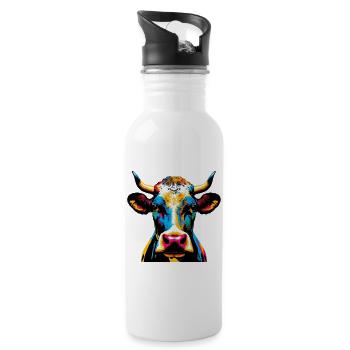 Cow - Water bottle with straw - white - Right