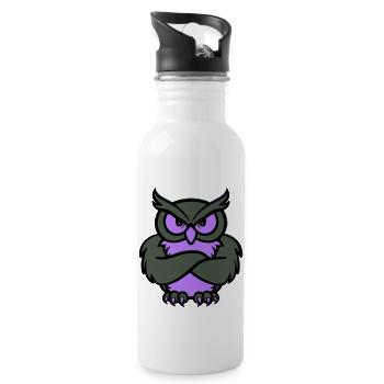 eule comic tier - Trinkflasche mit integriertem Trinkhalm - Weiß - Rechts
