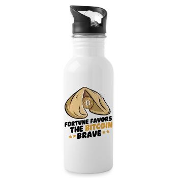 Bitcoin Fortune - Fortune Favors the Bitcoin Brave - Trinkflasche mit integriertem Trinkhalm - Weiß - Rechts