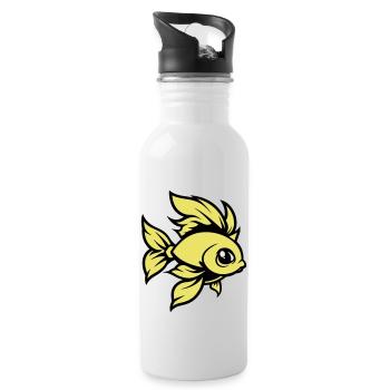 goldfisch fisch comic tier - Trinkflasche mit integriertem Trinkhalm - Weiß - Rechts