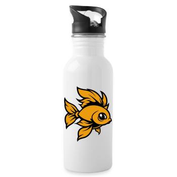 goldfisch fisch comic - Trinkflasche mit integriertem Trinkhalm - Weiß - Rechts