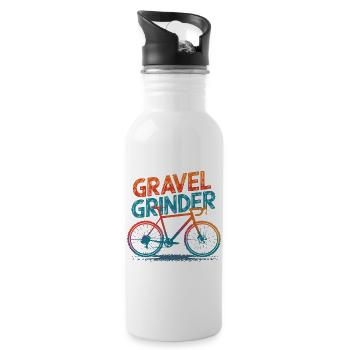 Gravel Grinder Bicycle Illustration - Water bottle with straw - white - Right