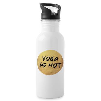 Yoga Circle hot Fan Meditation Gold deluxe Quote - Water bottle with straw - white - Right