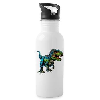 Dinosaurier - Trinkflasche mit integriertem Trinkhalm - Weiß - Rechts