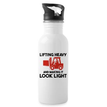 Forklift Operator Heavy Equipment Driver Funny - Water bottle with straw - white - Right