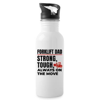 Forklift Operator Dad Heavy Equipment Driver Funny - Water bottle with straw - white - Right