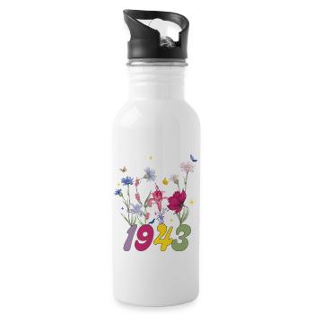 Année de naissance 1943 fleurs sauvages - Gourde avec paille intégrée - blanc - Droite
