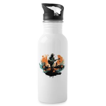 guitarist, guitarist, singer, country music, vintage - Water bottle with straw - white - Right