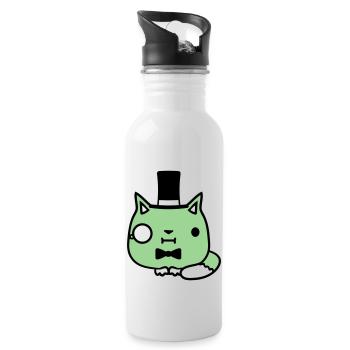 Sir Cat Gentleman Chapeau haut de forme Monocle Rich Gentleman - Gourde avec paille intégrée - blanc - Droite