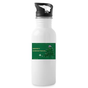 Mengdesigns: Weihnachten steht vor der Tür!! - Trinkflasche mit integriertem Trinkhalm - Weiß - Rechts