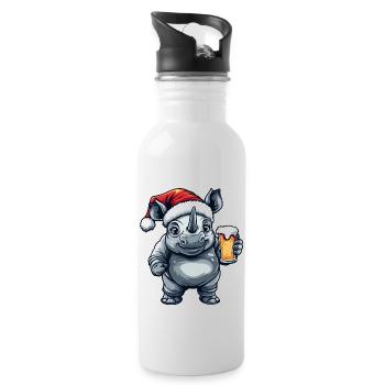 Bière de Noël Rhino - Gourde avec paille intégrée - blanc - Droite