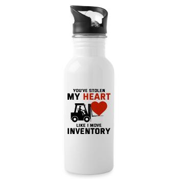 Forklift Operator Driver Valentine’s Day Funny - Water bottle with straw - white - Right