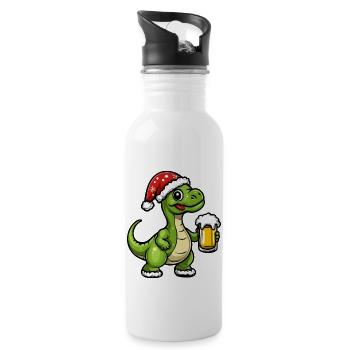 Dinosaurier brontosaurus Weihnachten Bier - Trinkflasche mit integriertem Trinkhalm - Weiß - Rechts