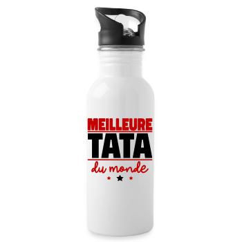Meilleure tata du monde, cadeau de noël - Gourde avec paille intégrée - blanc - Droite