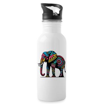 Éléphant - Gourde avec paille intégrée - blanc - Droite