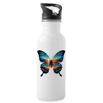 Butterfly - Water bottle with straw - white - Right