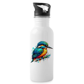 Eisvogel - Trinkflasche mit integriertem Trinkhalm - Weiß - Rechts