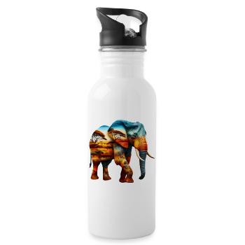 Éléphant - Gourde avec paille intégrée - blanc - Droite