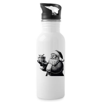 Cadeau de Père Noël dessiné à la main - Gourde avec paille intégrée - blanc - Droite