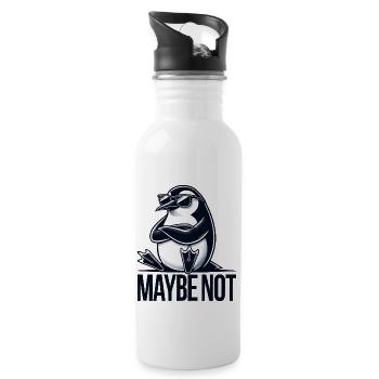 Cooler Pinguin mit Sonnenbrille lustlos - Trinkflasche mit integriertem Trinkhalm - Weiß - Rechts