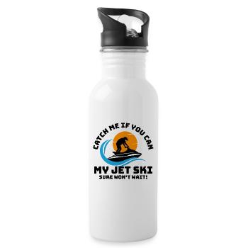 Jet Ski Adventure Retro Sunset Watersports Speed - Water bottle with straw - white - Right