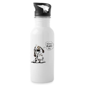 Nope Dog Saying Having A Ruff Day - Water bottle with straw - white - Right