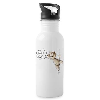 Guck Guck Erdmännchen I Wildtier Tiere - Trinkflasche mit integriertem Trinkhalm - Weiß - Rechts
