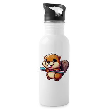 Bieber - Trinkflasche mit integriertem Trinkhalm - Weiß - Rechts