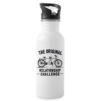 Tandem Challenge Funny Bicycle Design - Water bottle with straw - white - Right