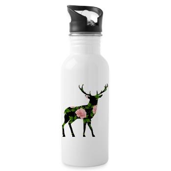 Hirsch - Trinkflasche mit integriertem Trinkhalm - Weiß - Rechts