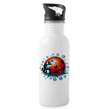 Marienkäfer - Trinkflasche mit integriertem Trinkhalm - Weiß - Rechts