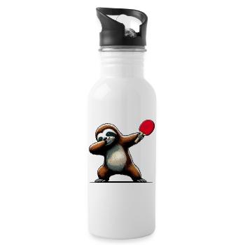 Dabbing paresseux Raquette de tennis de table Ping Pong - Gourde avec paille intégrée - blanc - Droite