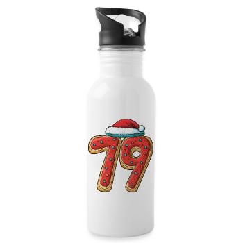 Biscuit de Noël à 79 chiffres - Gourde avec paille intégrée - blanc - Droite