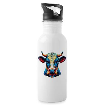 Vache - Gourde avec paille intégrée - blanc - Droite