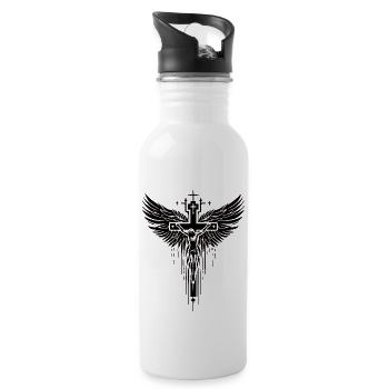 Jesus bible christian religion christian cross christ - Water bottle with straw - white - Right