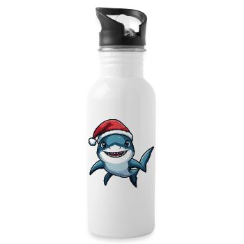 Noël requin - Gourde avec paille intégrée - blanc - Droite