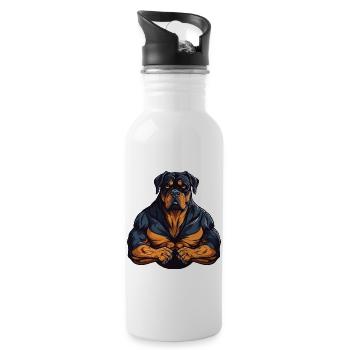 Dog Muscles Fitness - Water bottle with straw - white - Right