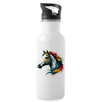 Cheval - Gourde avec paille intégrée - blanc - Droite
