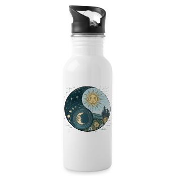 Yin Yang Sun and Moon Celestial Harmony - Water bottle with straw - white - Right