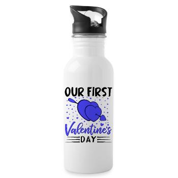 xoxo love you amore Flowers Women Valentine day 14 - Water bottle with straw - white - Right