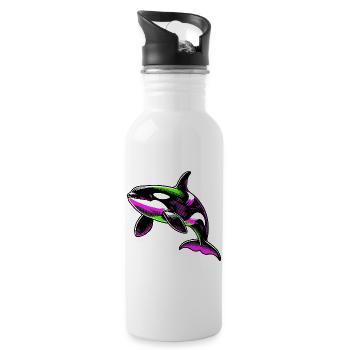 Schwertwal - Trinkflasche mit integriertem Trinkhalm - Weiß - Rechts