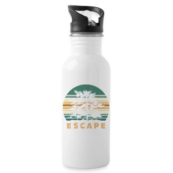 Escape Wald Design – Retro Natur Adventure Logo - Trinkflasche mit integriertem Trinkhalm - Weiß - Rechts