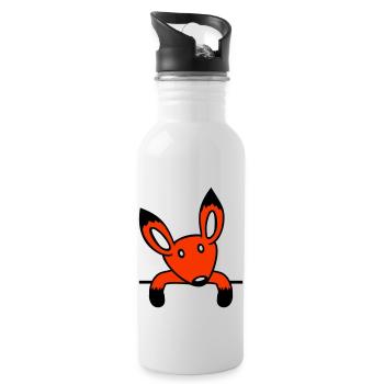 Fuchs Rotfuchs Hinter Zaun Mauer Wand Guckt Süß - Trinkflasche mit integriertem Trinkhalm - Weiß - Rechts
