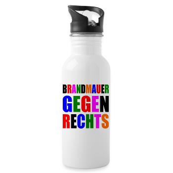 brandmauer gegen rechts - Trinkflasche mit integriertem Trinkhalm - Weiß - Rechts