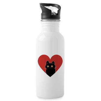LOVE CAT FOR VALENTINE DAY TSHIRT - Water bottle with straw - white - Right