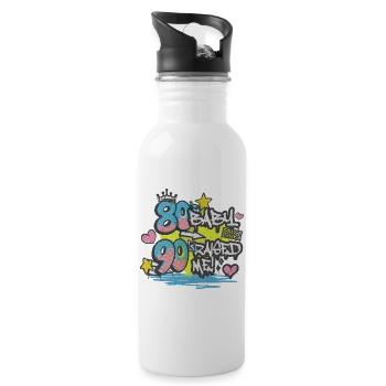 Bébé des années 80 Raised Me des années 90 - Motif graffiti - Gourde avec paille intégrée - blanc - Droite