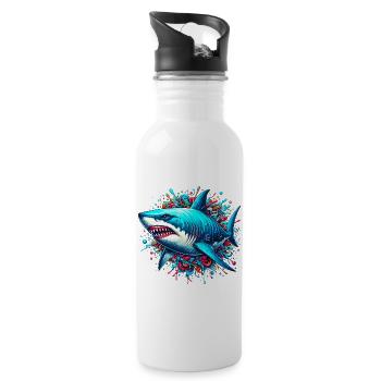 Requin - Gourde avec paille intégrée - blanc - Droite