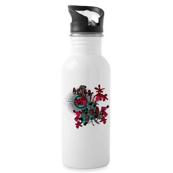 Fleurs de printemps rouge printemps motif - Gourde avec paille intégrée - blanc - Droite