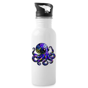 Krake - Trinkflasche mit integriertem Trinkhalm - Weiß - Rechts