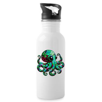 Krake - Trinkflasche mit integriertem Trinkhalm - Weiß - Rechts